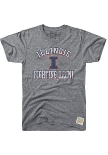 Original Retro Brand Illinois Fighting Illini Grey Team Short Sleeve Fashion T Shirt