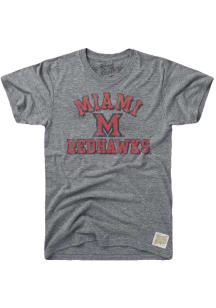Original Retro Brand Miami RedHawks Grey Number One Short Sleeve Fashion T Shirt