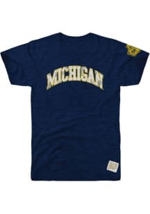Original Retro Brand Michigan Wolverines Blue Arch Short Sleeve Fashion T Shirt