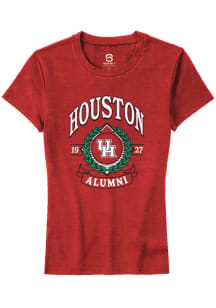 Summit Sportswear Houston Cougars Womens Red Alumni Wreath Short Sleeve T-Shirt