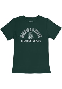 Original Retro Brand Michigan State Spartans Womens Green Vintage Design Short Sleeve T-Shirt