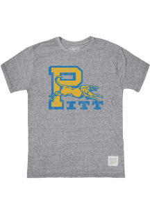 Original Retro Brand Pitt Panthers Grey Tri Blend Distressed Short Sleeve Fashion T Shirt