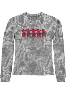 Original Retro Brand Cincinnati Bearcats Womens Grey Tie Dye Mascot Crop Crew Sweatshirt