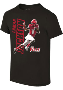 Lamar Jackson Louisville Cardinals Black Heisman Short Sleeve Player T Shirt