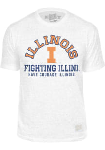 Original Retro Brand Illinois Fighting Illini White Distressed Number One Short Sleeve Fashion T S..