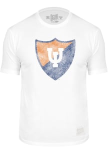 Original Retro Brand Illinois Fighting Illini White Distressed Shield Short Sleeve Fashion T Shirt