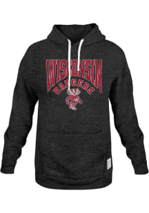 Original Retro Brand Wisconsin Badgers Mens Black Arch Mascot Distressed Vintage Triblend Fashion..