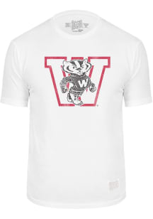 Original Retro Brand Wisconsin Badgers White Big Logo Short Sleeve Fashion T Shirt