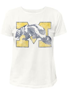 Original Retro Brand Michigan Wolverines Womens Ivory Vintage Wolverine Short Sleeve T-Shirt