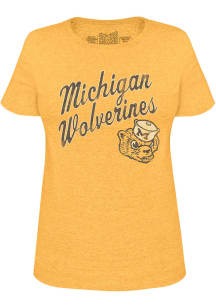 Original Retro Brand Michigan Wolverines Womens Gold Retro Short Sleeve T-Shirt