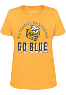 Original Retro Brand Michigan Wolverines Womens Gold Go Blue Standout Short Sleeve T-Shirt