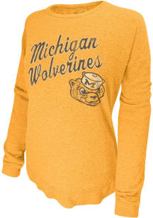 Original Retro Brand Michigan Wolverines Womens Gold Retro Crew Sweatshirt