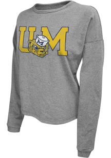 Original Retro Brand Michigan Wolverines Womens Grey Worn UM Crew Sweatshirt