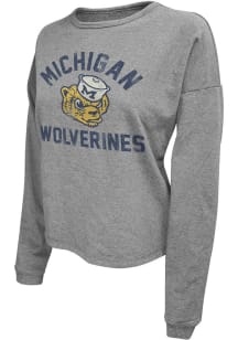 Original Retro Brand Michigan Wolverines Womens Grey Arch Crew Sweatshirt