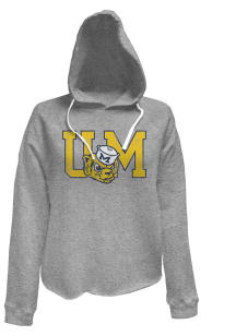 Original Retro Brand Michigan Wolverines Womens Grey Worn UM Hooded Sweatshirt