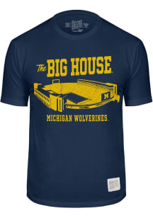 Original Retro Brand Michigan Wolverines Blue Football Big House Short Sleeve Fashion T Shirt