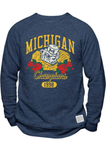 Original Retro Brand Michigan Wolverines Mens Blue Football 1998 Rose Bowl Champions Long Sleeve F..
