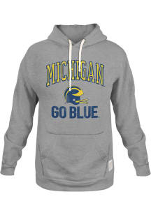 Original Retro Brand Michigan Wolverines Mens Grey Go Blue Football Fashion Hood