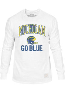 Original Retro Brand Michigan Wolverines White Go Blue Football Long Sleeve Fashion T Shirt