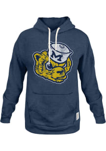 Original Retro Brand Michigan Wolverines Mens Blue Vintage Logo Fashion Hood
