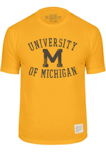 Original Retro Brand Michigan Wolverines Gold Number One Vintage M Short Sleeve Fashion T Shirt