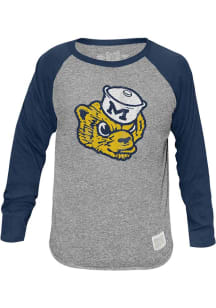 Original Retro Brand Michigan Wolverines Grey Vintage Logo Long Sleeve Fashion T Shirt