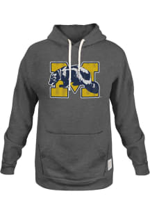 Original Retro Brand Michigan Wolverines Mens Charcoal Vintage Logo Style Fashion Hood