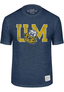 Original Retro Brand Michigan Wolverines Blue Vintage Initials Short Sleeve Fashion T Shirt