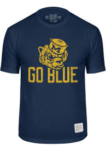 Original Retro Brand Michigan Wolverines Blue Vintage Logo Go Blue Short Sleeve Fashion T Shirt