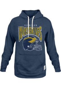 Original Retro Brand Michigan Wolverines Mens Blue Football Helmet Team Name Fashion Hood
