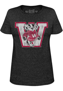 Original Retro Brand Wisconsin Badgers Womens Black Triblend Short Sleeve T-Shirt