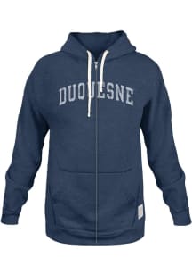 Original Retro Brand Duquesne Dukes Mens Navy Blue Front Long Sleeve Full Zip Jacket