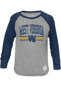 Original Retro Brand West Virginia Mountaineers Navy Blue Raglan Long Sleeve Fashion T Shirt
