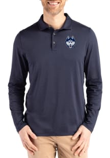 Cutter and Buck UConn Huskies Mens Navy Blue Coastline Long Sleeve Polo Shirt