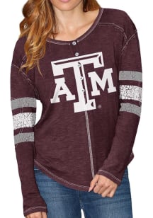 Original Retro Brand Texas A&M Aggies Womens Maroon Henley LS Tee