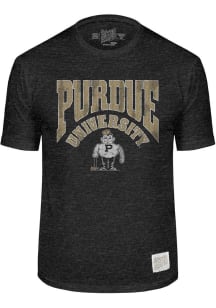 Original Retro Brand Purdue Boilermakers Black Arch Name and Logo Short Sleeve Fashion T Shirt