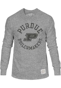 Original Retro Brand Purdue Boilermakers Grey Circle Name and Logo Long Sleeve Fashion T Shirt