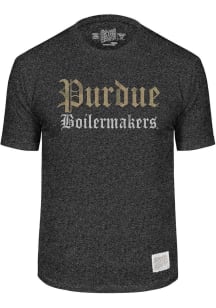 Original Retro Brand Purdue Boilermakers Black Old Script Short Sleeve Fashion T Shirt