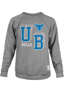 Original Retro Brand Buffalo Bulls Mens Grey Block Letter and Mascot Long Sleeve Fashion Sweatshir..