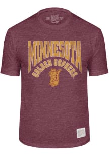 Original Retro Brand Minnesota Golden Gophers Maroon Arch Name and Logo Short Sleeve Fashion T Shi..