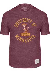 Original Retro Brand Minnesota Golden Gophers Maroon Circle Name and Logo Short Sleeve Fashion T S..