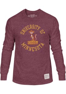 Original Retro Brand Minnesota Golden Gophers Maroon Circle Name and Logo Long Sleeve Fashion T Sh..