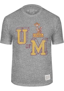 Original Retro Brand Minnesota Golden Gophers Grey Block Letter and Mascot Short Sleeve Fashion T..