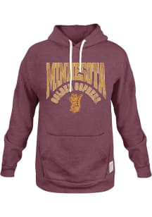 Original Retro Brand Minnesota Golden Gophers Mens Maroon Arch Name and Logo Long Sleeve Hoodie