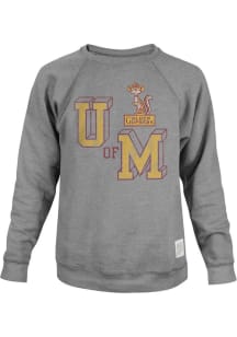 Original Retro Brand Minnesota Golden Gophers Mens Grey Block Letter and Mascot Long Sleeve Fashio..