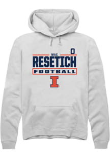 Mac Resetich Illinois Fighting Illini Mens White Football NIL Stacked Box Player Hood