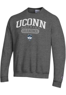 Champion UConn Huskies Mens Charcoal Pill Box Grandma Powerblend Long Sleeve Crew Sweatshirt