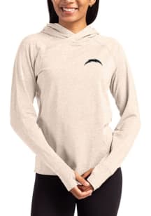 Cutter and Buck Los Angeles Chargers Womens Oatmeal Mono Adapt Knit Hood Hooded Sweatshirt