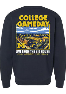 Something Inked Michigan Wolverines Mens Navy Blue College Gameday vs Ohio State Long Sleeve Crew..