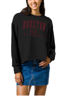 League Houston Cougars Womens Black Reverse Fleece Crew Sweatshirt
